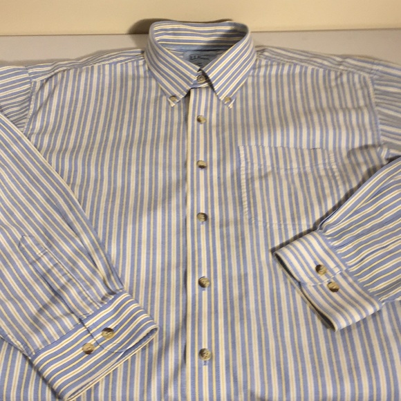 L.L. Bean Men’s Dress Shirt and Yellow Blue Stripes Size Large Regular C… - Picture 10 of 12